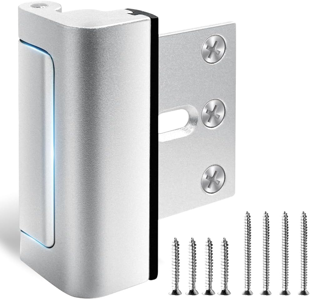 Home Security Door Reinforcement Lock with 8 Screws and Withstand 800 lbs, Child Proof Deadbolt Latch Prevents Unauthorized Entry, Door Safety Locks from Inside for Home & Privacy, Easy Installation