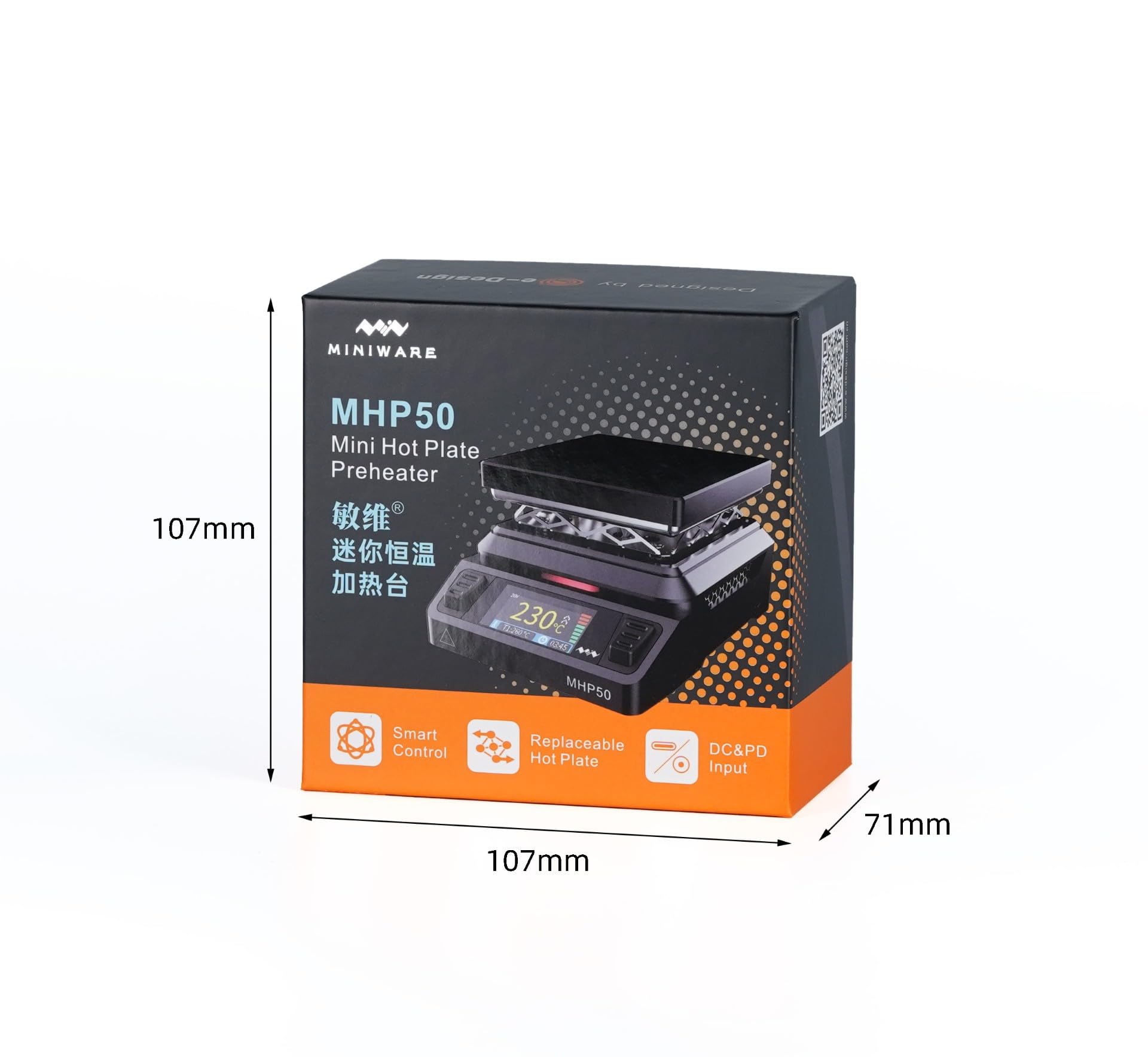 YKEY MHP50 ELectric - Estación de precalentamiento de placa caliente ELectric para soldadura, calentador de retrabajo de laboratorio, entrada CC y PD de 100 W, temperatura ajustable de 100 a 350 °C