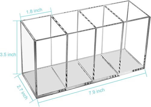 Miniatura 9 de Soporte acrílico para bolígrafo, 3 soportes transparentes para lápices, soporte para brochas de maquillaje, organizador de tazas, almacenamiento