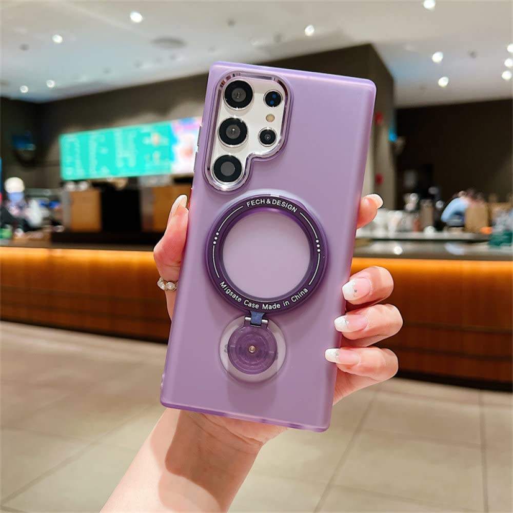 Coque Samsung S23 Plus silicone magnétique violette antichoc avec support - 7