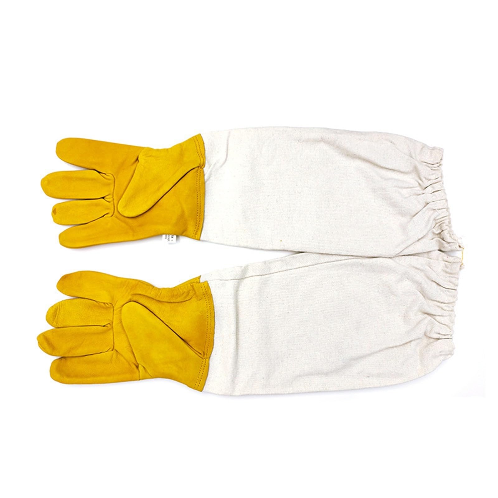 Sheepskin Gloves Beekeeping Equipment Protective Gear Bee-Proof Yellow and White and Linen(Linen Yellow Lambskin XXL)