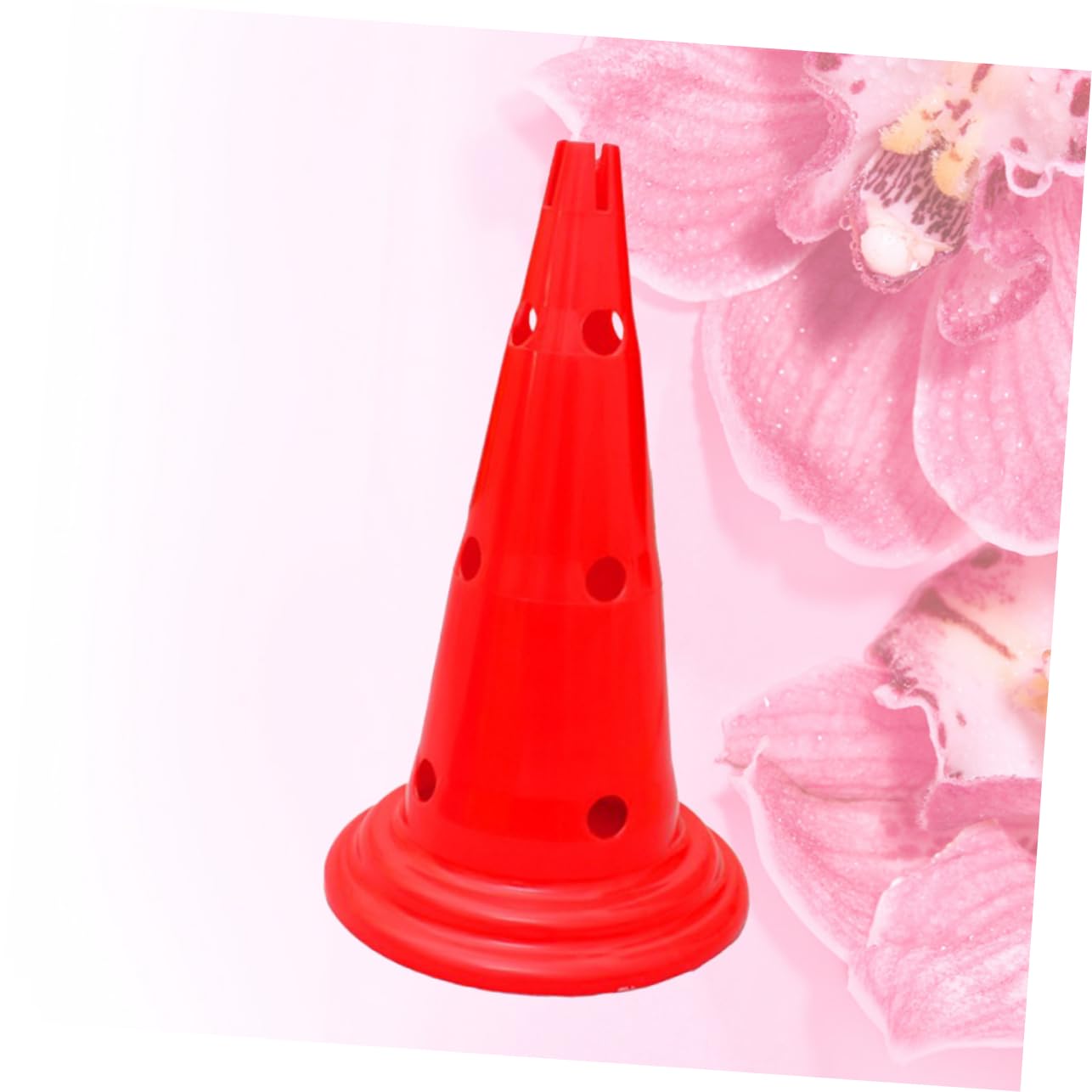 HEMOTON Cônes D'entraînement De Football avec Trous 50 Cm, Plastique Solide, Coupe-Vent, Lot de Marquage Rouge, pour Entraînement Sportif Et Barrage Routier