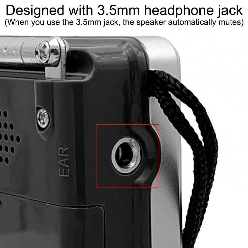 OcioDual Radio de Mano BC-R2048 Analógica Mini Sintonizador Am/FM Altavoz Integrado Conector para Auriculares Jack 3.5mm — view 5