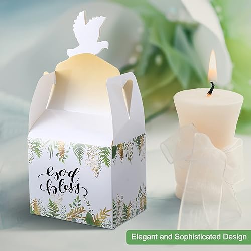 Miniatura 4 de Geyee 48 cajas de dulces para fiestas religiosas, decoraciones de bautismo, regalos de bautismo, regalos de bautismo, cajas de dulces para bautizo,