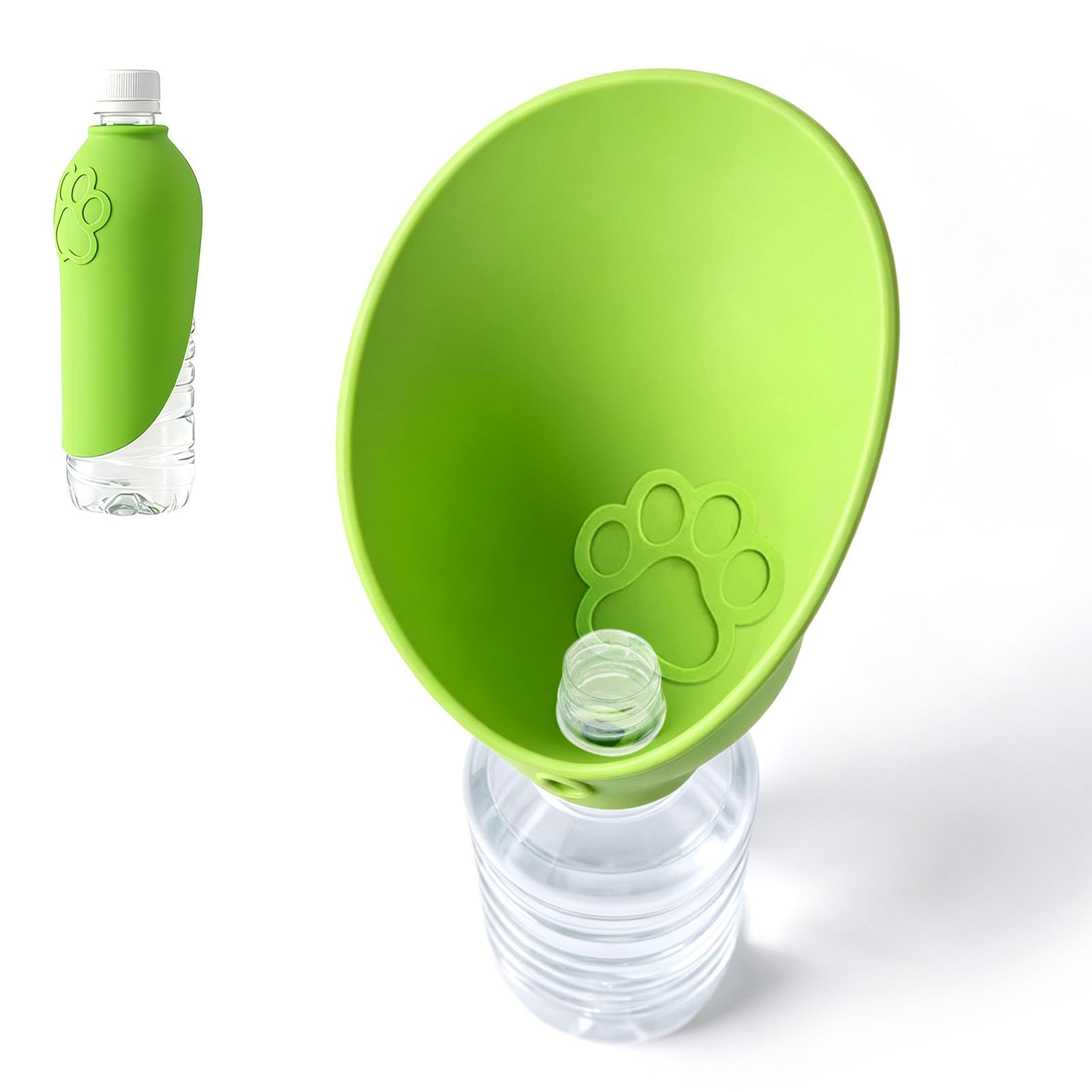 Portable Dog Water Bottle for Walking and Travel, Leak Proof Pet Water Dispenser with Silicone Drinking Cap, Lightweight Foldable Dog Travel Water Bowl for Outdoor Hiking and Camping, Green