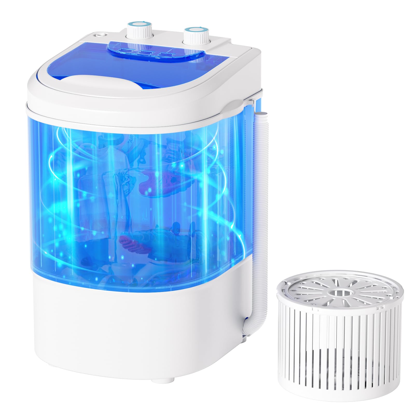 INTERGREAT Tragbare Waschmaschine, kompakte Mini-Waschmaschine, 2,8 kg, 110 V, halbautomatisch, tragbar, für Wohnungen, Wohnungen, Wohnungen, Schlafzimmer, Reisen, Blau