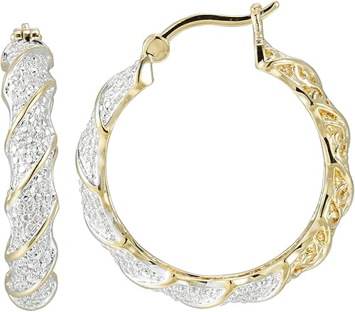 Aretes de argolla trenzados con diamantes de dos tonos