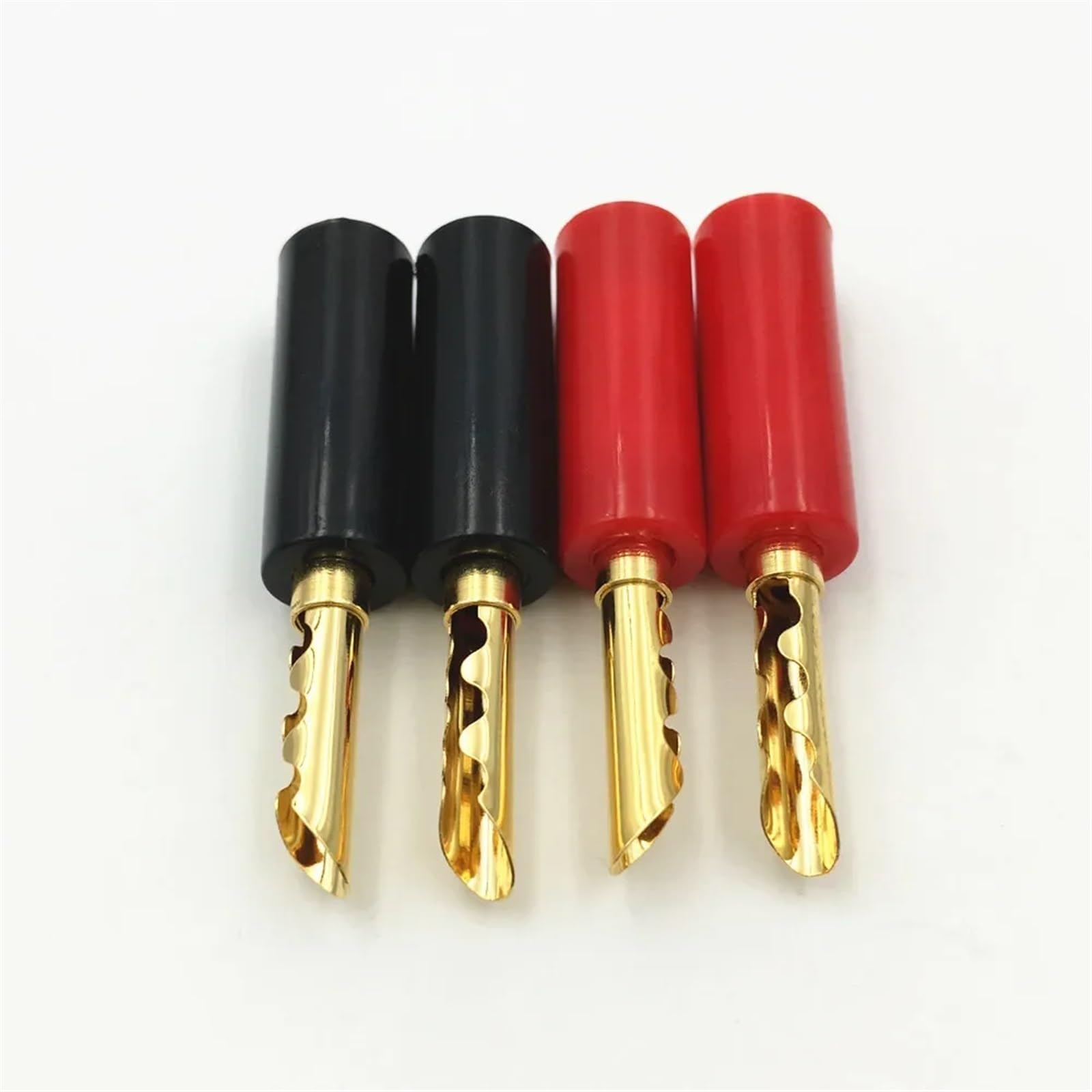 Lot de 20 fiches Bananes mâles plaquées Or de 4 mm for Haut-Parleur, connecteur de Tube de Fil Audio Silencieux, câble à vis et Fil(Red)