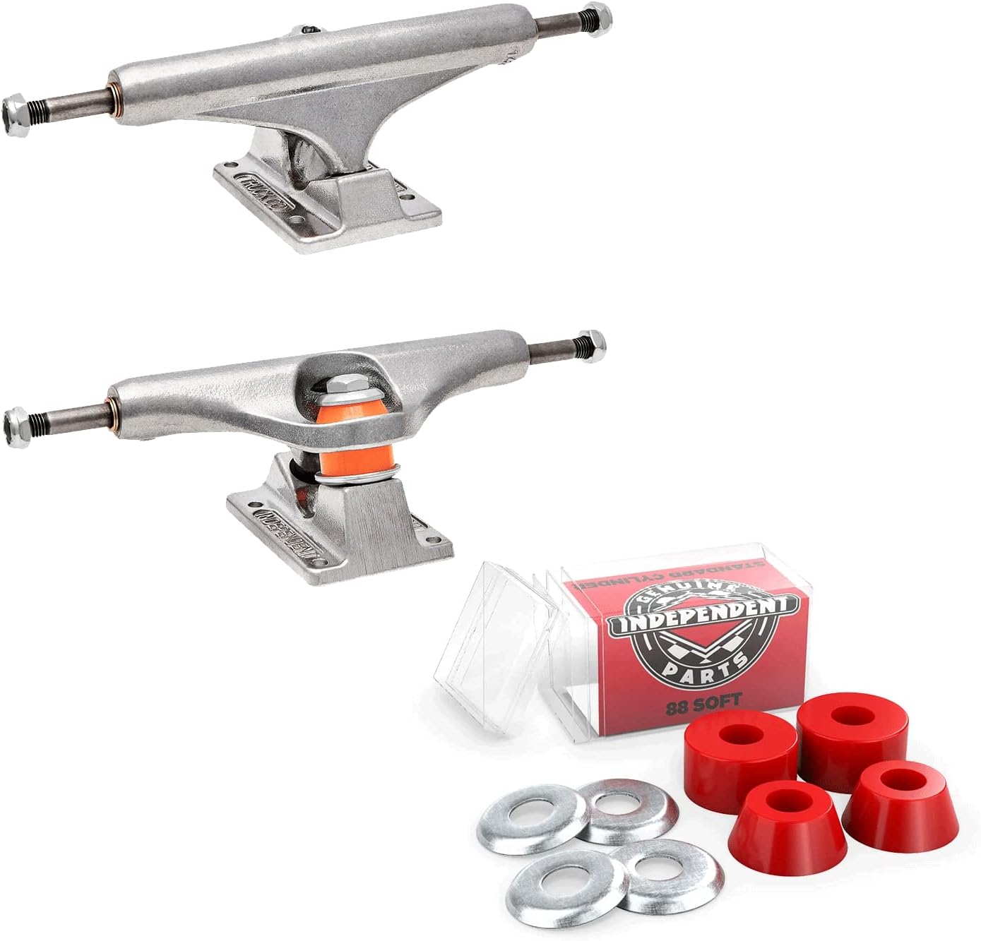 Independent Skateboard Trucks and Bushings Kit 129 Mids + Cylinder Soft 88a Red