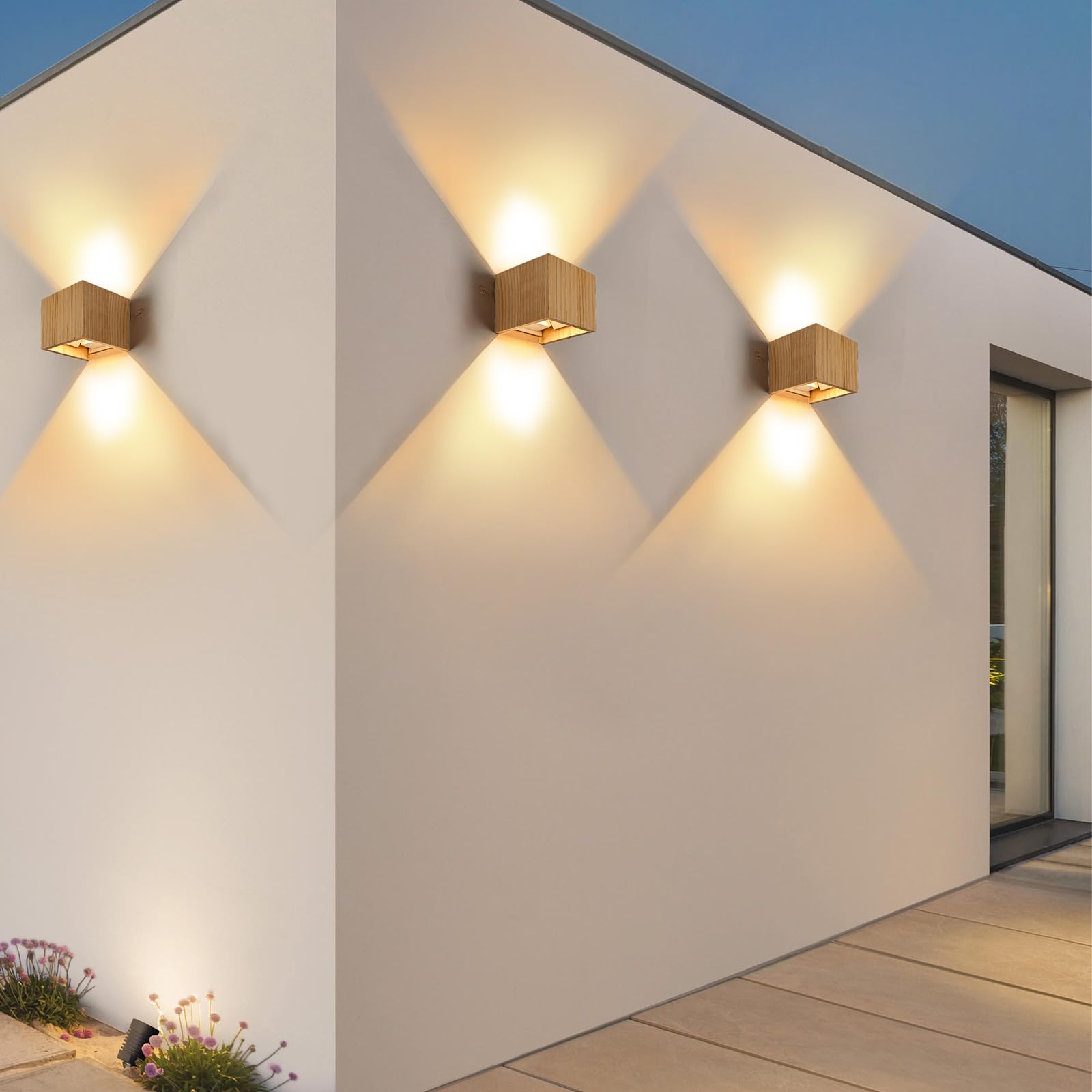 Aplique pared Interior LED 6W Madera, Lámpara de LED Luz Aplique pared Vintage Blanco Cálido 3000K Moderna Iluminación Interior para Pasillo Patio Terraza, 2PCS