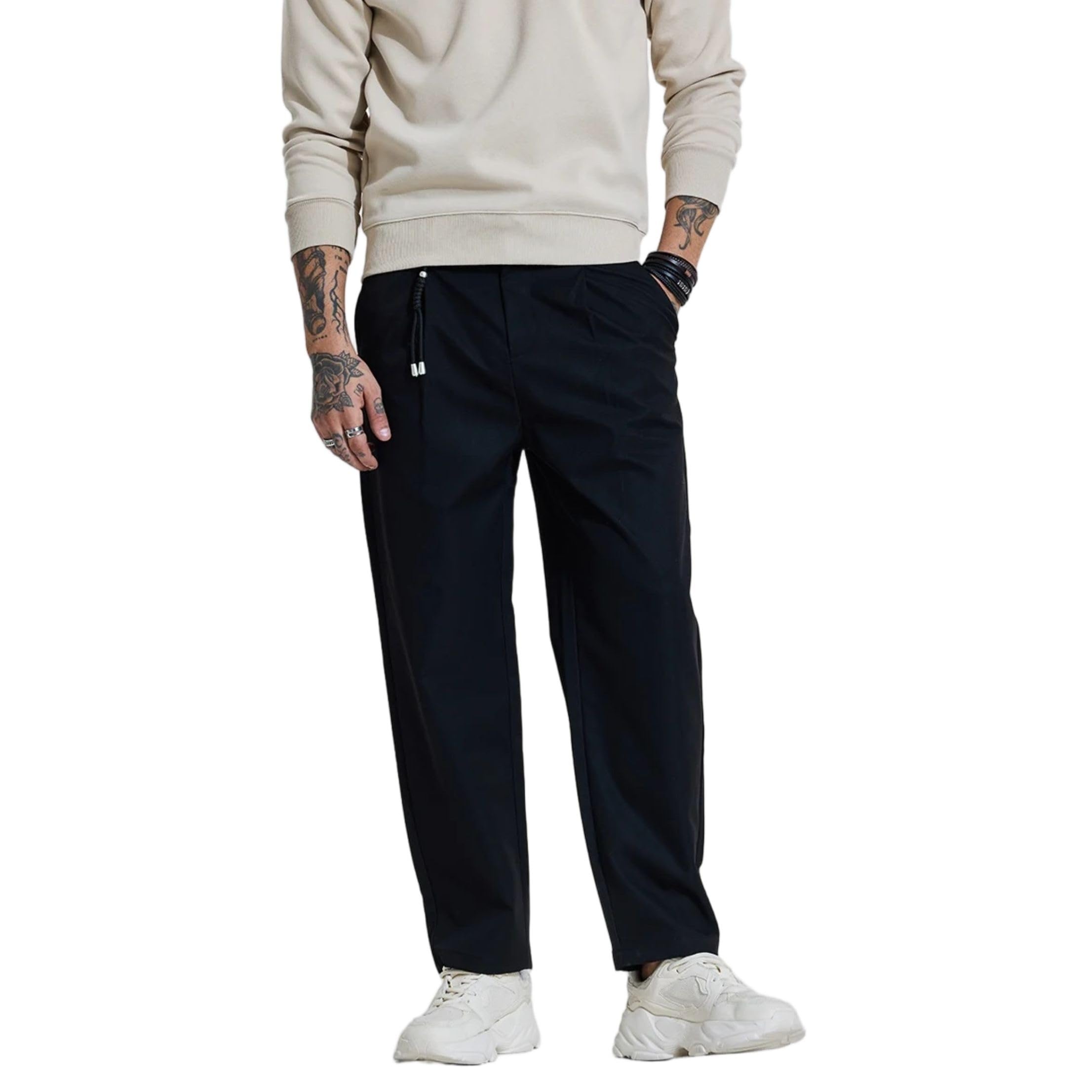 snitch Mens Full Length Drawstring 100% Polyester Breathable Casual Button Closure Relaxed Fit Trousers-picture-19