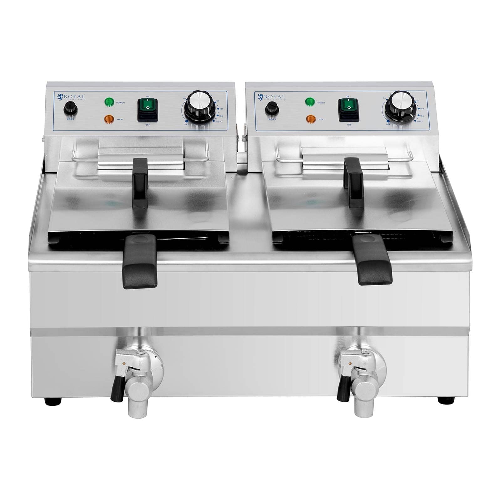 Royal Catering RCPSF 18ETH Friggitrice Elettrica Professionale Pro Due Doppio Vassoio Zone Fredde In Inox 2 X 9 L Monofase 230 V