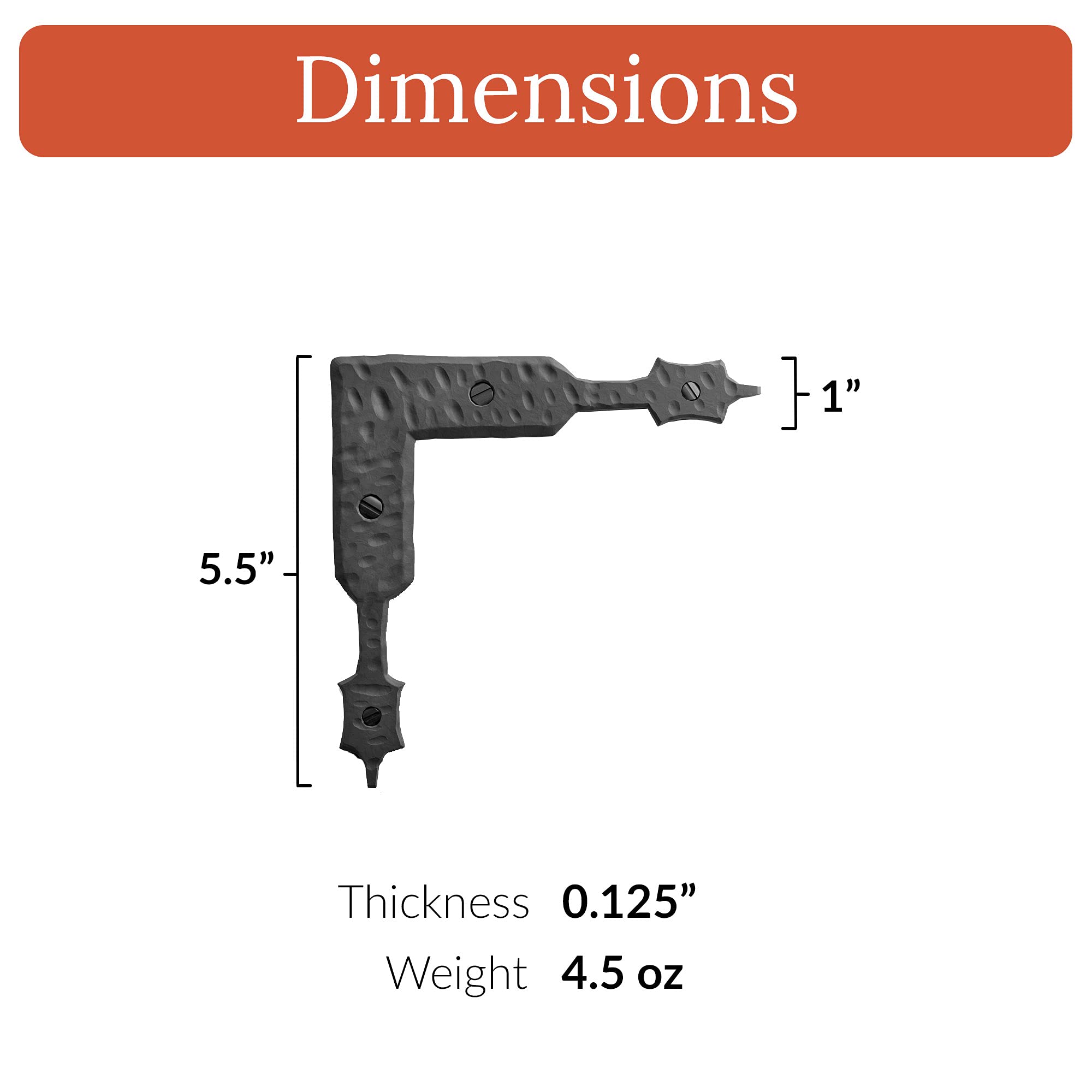 4 Pack 5.5 inch Decorative Corner Brackets Black L Bracket Decorative Corner Brackets Flat Angle Bracket Barn Door Hardware Ornamental Brackets The Sinaloa Series by Borderland Rustic Hardware