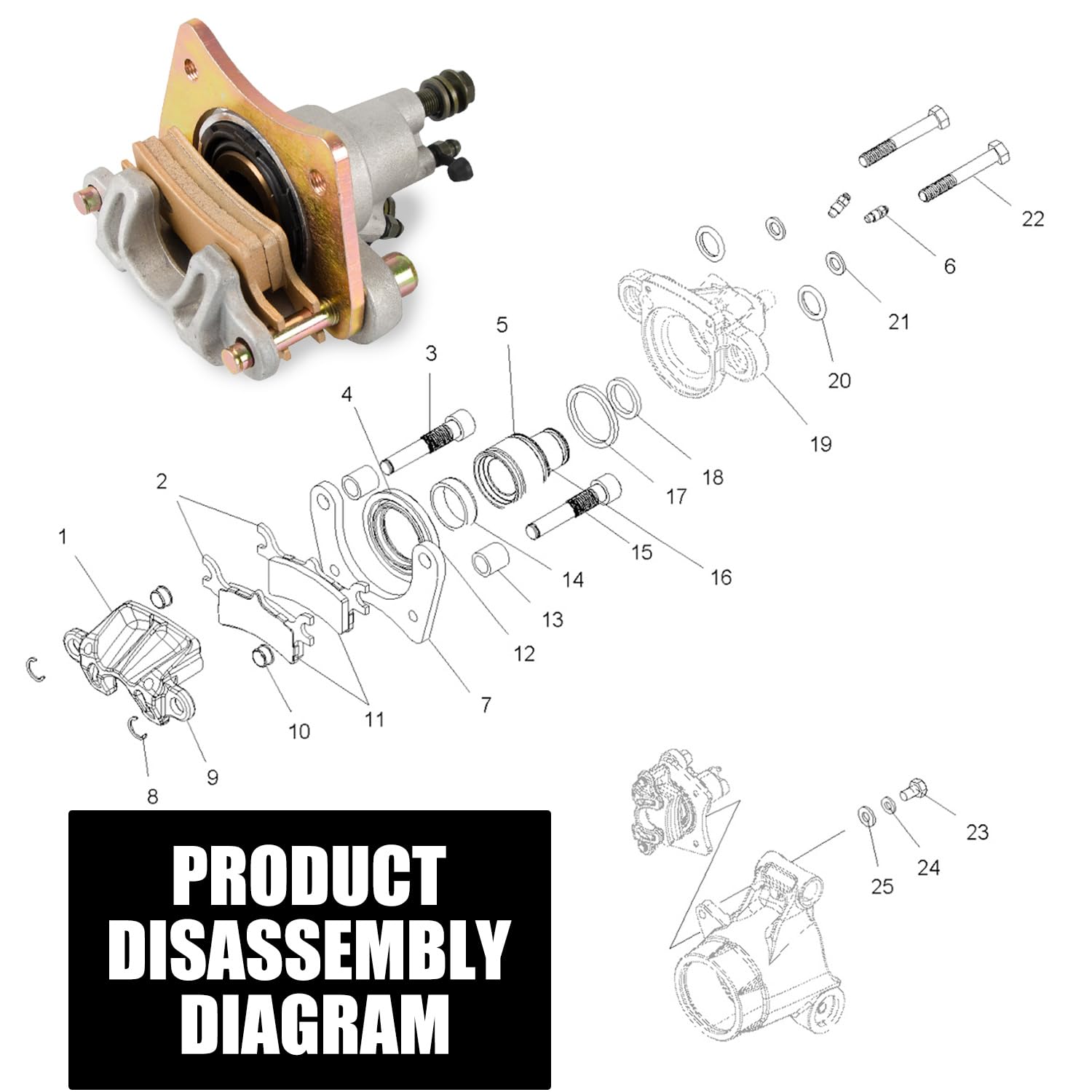 Polaris Sportsman 400 450 500 600 700 800 REAR Brake Caliper W - Foto 10