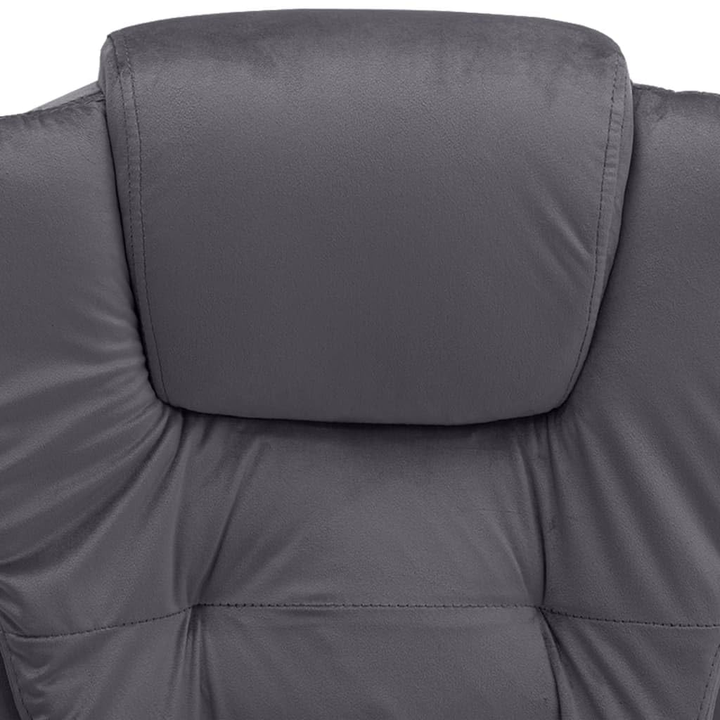 Sedia da ufficio massaggiante in velluto grigio scuro con funzione riscaldante, schienale con 4 punti di massaggio, regolabile in altezza, ergonomica, con ruote in nylon, ideale come sedia per