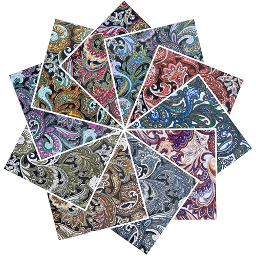 Image of 8 inch 50pcs Cotton Fabric Squares for Sewing Quilting SuppliesDark Paisley | Good quality fat quarters fabric bundles 100% cotton beautiful patterns fabric squares perfect for quilting projects