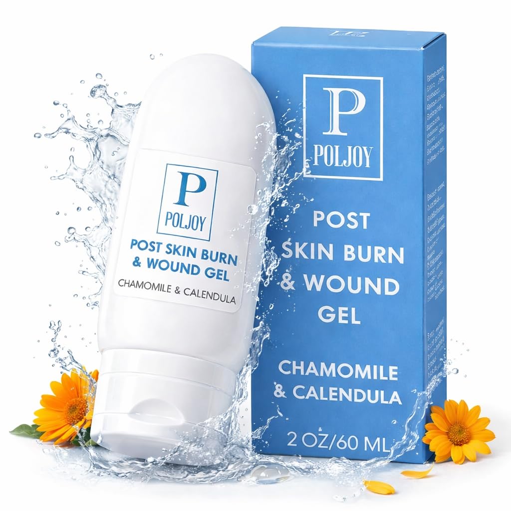PolJoy Burn Gel, Hydrogel Based Botanical Gel with Calendula, Chamomile & Aloe; Lightweight, Non-Greasy Formula for Minor Burn Skin Care - 2 oz / 60