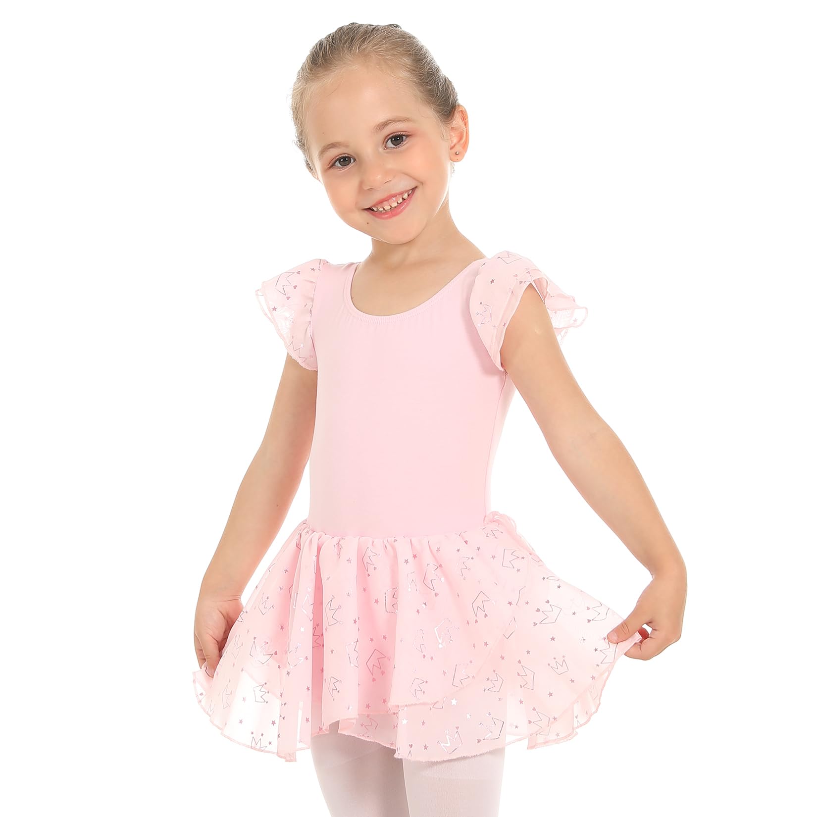 Phineein Leotardo de ballet con falda para niñas, vestido de baile brillante, tutú elegante, Princesa rosa , 8-10 Years