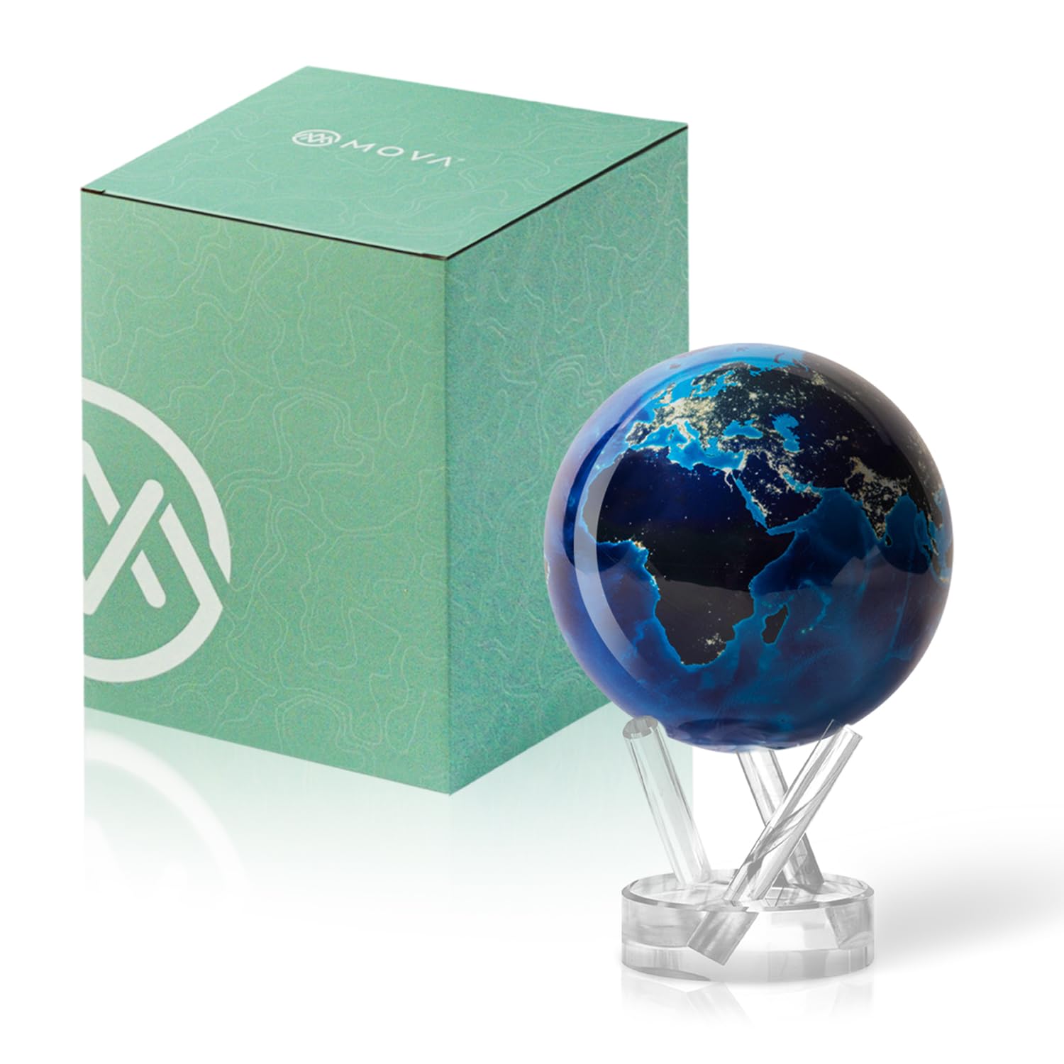 Globe Earth at Night 6" with Base, Solar Powered Rotating Globe No Need of Battery or Chord, Unique Gift and Decoration