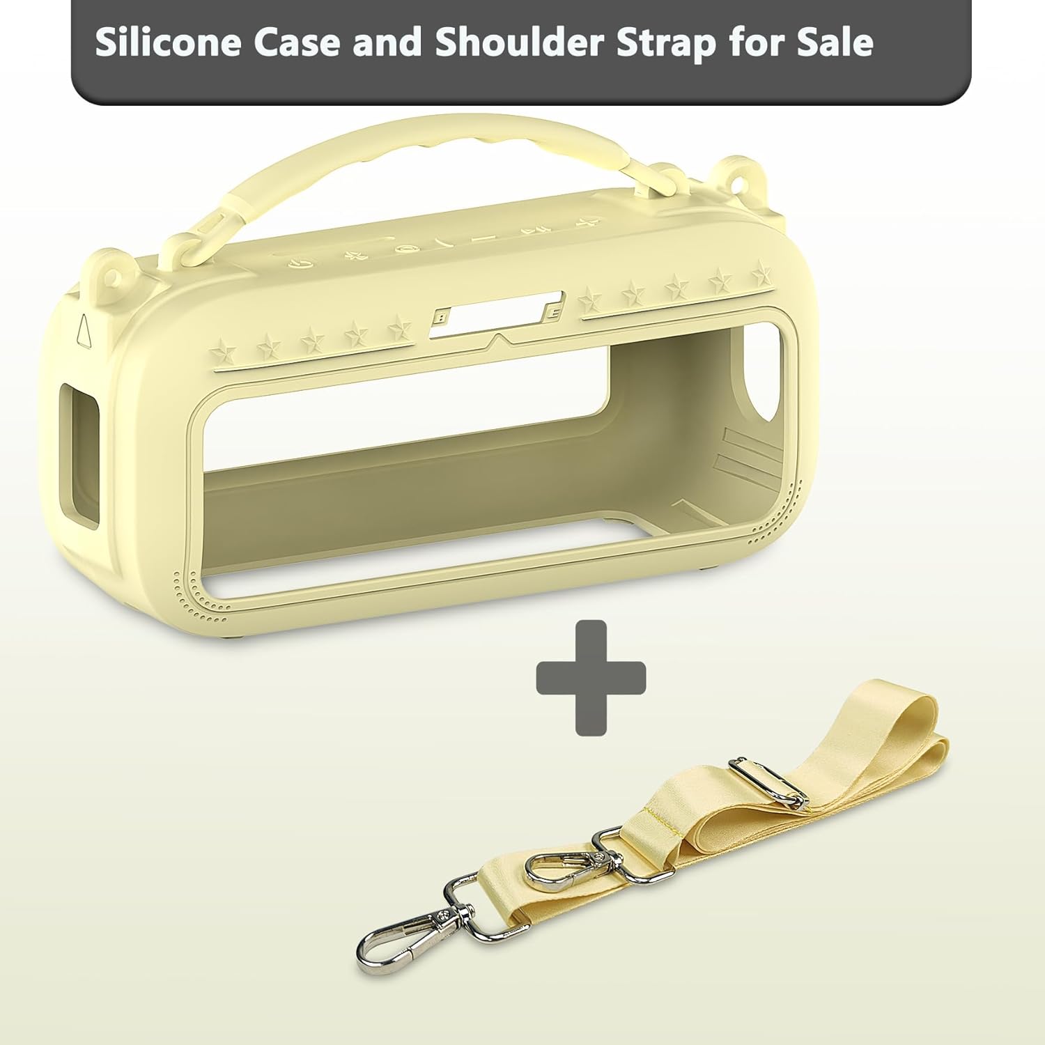 JCHPINE Silicone Cover Case for Bose SoundLink Plus Portable Speaker, Protective Soft Silicone Case with Carrying Handle and Shoulder Strap (Citrus Yellow) - Image 3