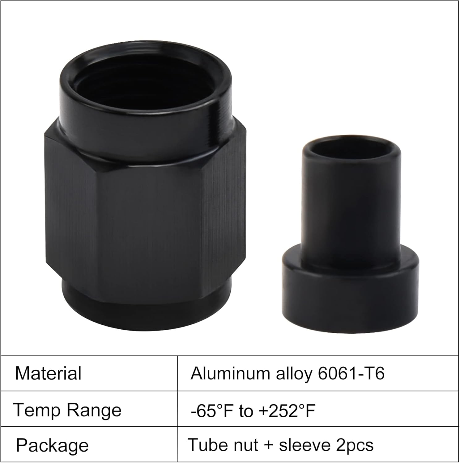EVIL ENERGY 3AN Female Hardline Tube Nut & Sleeve 2PCS Bundle with Adjustable 3AN-12AN Wrench Aluminum Black