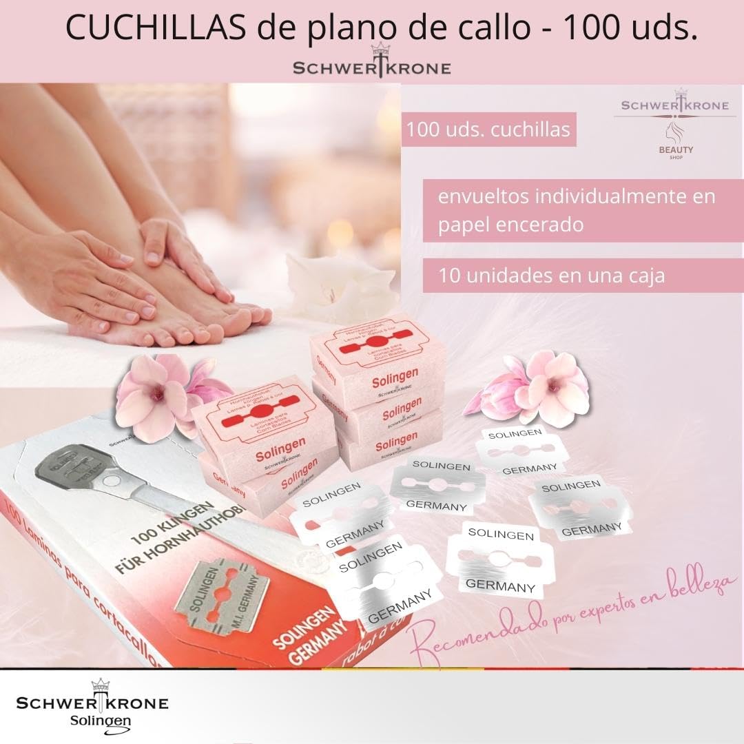 Schwertkrone Cuchillas de cepillo para callos 100 piezas