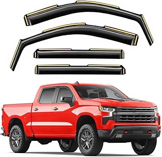 in-Channel Window Rain Guards Compatible with Truck Chevy Silverado/GMC Sierra 1500 2019-2026 Crew Cab Vent Visors Window Visors Extra Durable Window Deflectors Vent Shades Car Accessories