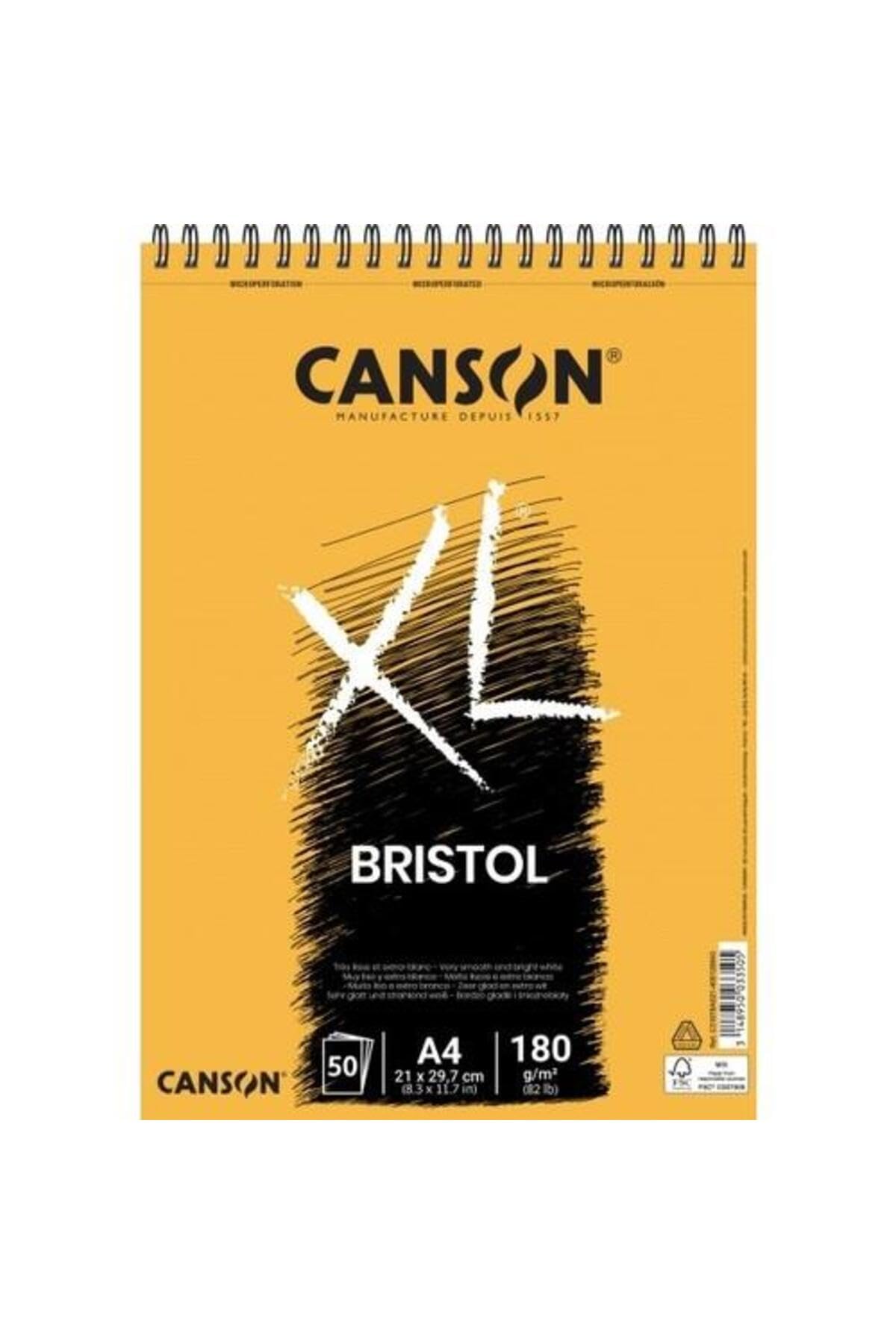 Lot de 5 Bloc spiralé 50 feuilles XL® Bristol A4 180g/m², très lisse extra blanc