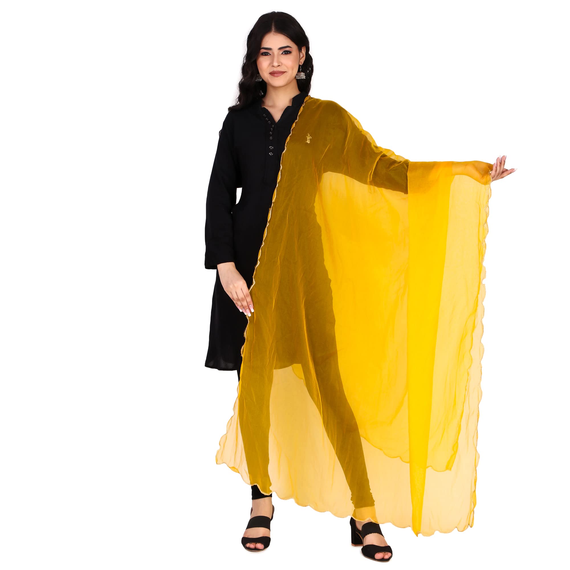 Traditions BazaarWomen's Organza Fabric Cut-Work Border Dupatta