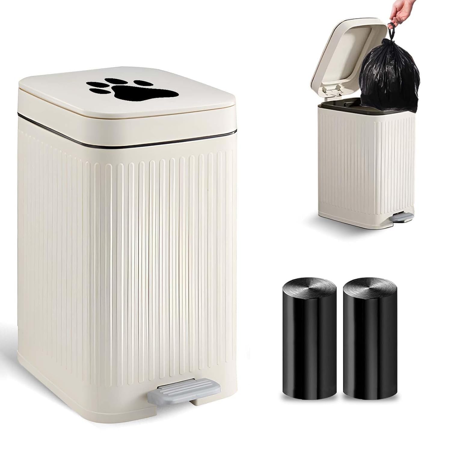 Kopuncare Dog Poop Trash Can Outside 5L White
