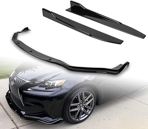 Q1-TECH, 5 piezas borde de parachoques delantero + falda lateral balancín Winglet Canard difusor de ala compatible con Lexus IS250 IS350 F-Sport