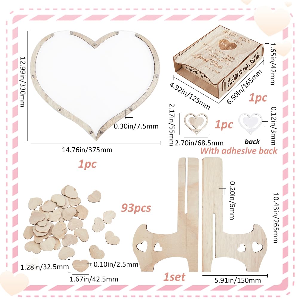 GORGECRAFT Hochzeitsgästebuch Alternative In Herzform Rustikales Holz Hochzeitsempfang Mit 93 Stück Holzherzen Dropbox Gästebuch Schild Rahmen Dekorationsset Für Party Hochzeit Abschlussfeier Empfang