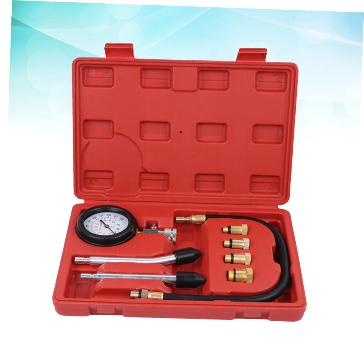 PRETYZOOM Tester Compressione Cilindri Per Auto Veicoli Rilevatore Perdite Cilindro Tabella Pressione Auto Manometro Adattatore Psi Bar Compatibile Benzina Motore