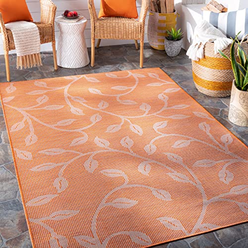Mark&Day Outdoor Rugs, 2x7 Broekhorn Traditional Indoor/Outdoor Bright Orange Runner Area Rug, Non Shedding Grey Carpet for Patio, Porch, Deck, Bedroom, Living Room or Kitchen (2'6