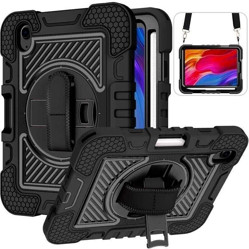Coque iPad 9ème génération antichoc housse iPad 10.2 noire rigide avec bandoulière