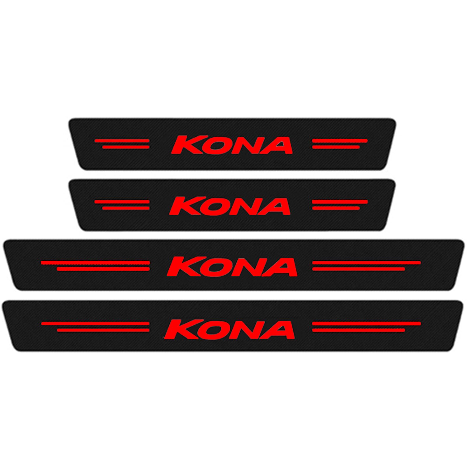 Klhywen Red Car Door Sill Protector For Hyun-Dai Kona, 4Pcs Anti Scratch Carbon Fiber Threshold Edge Entry Guard Stickers Kick Plates Styling Accessories,