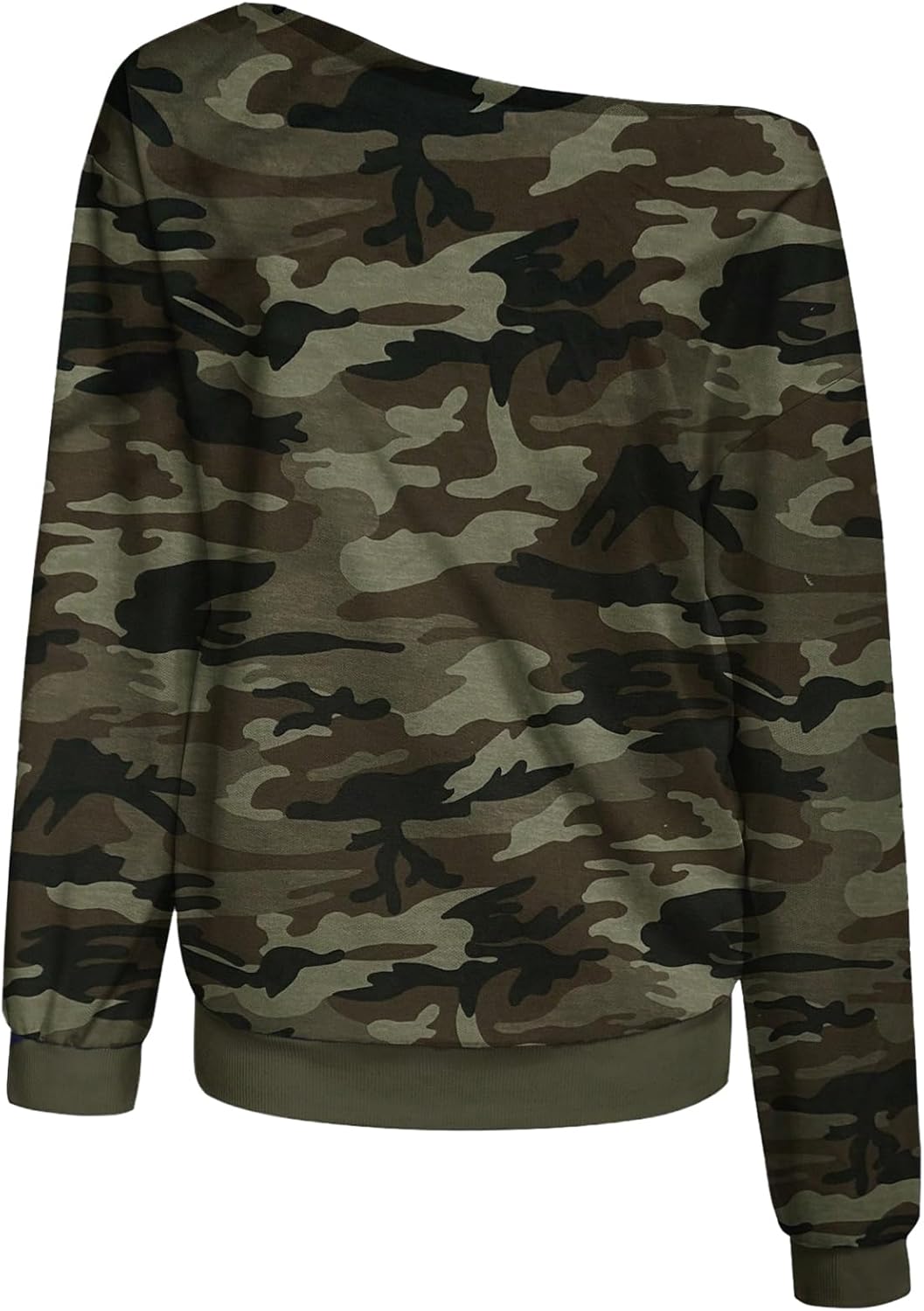 Verdusa Women's Y2K Cheetah Print Off The Shoulder Tops Long Sleeve Oversized Tshirts