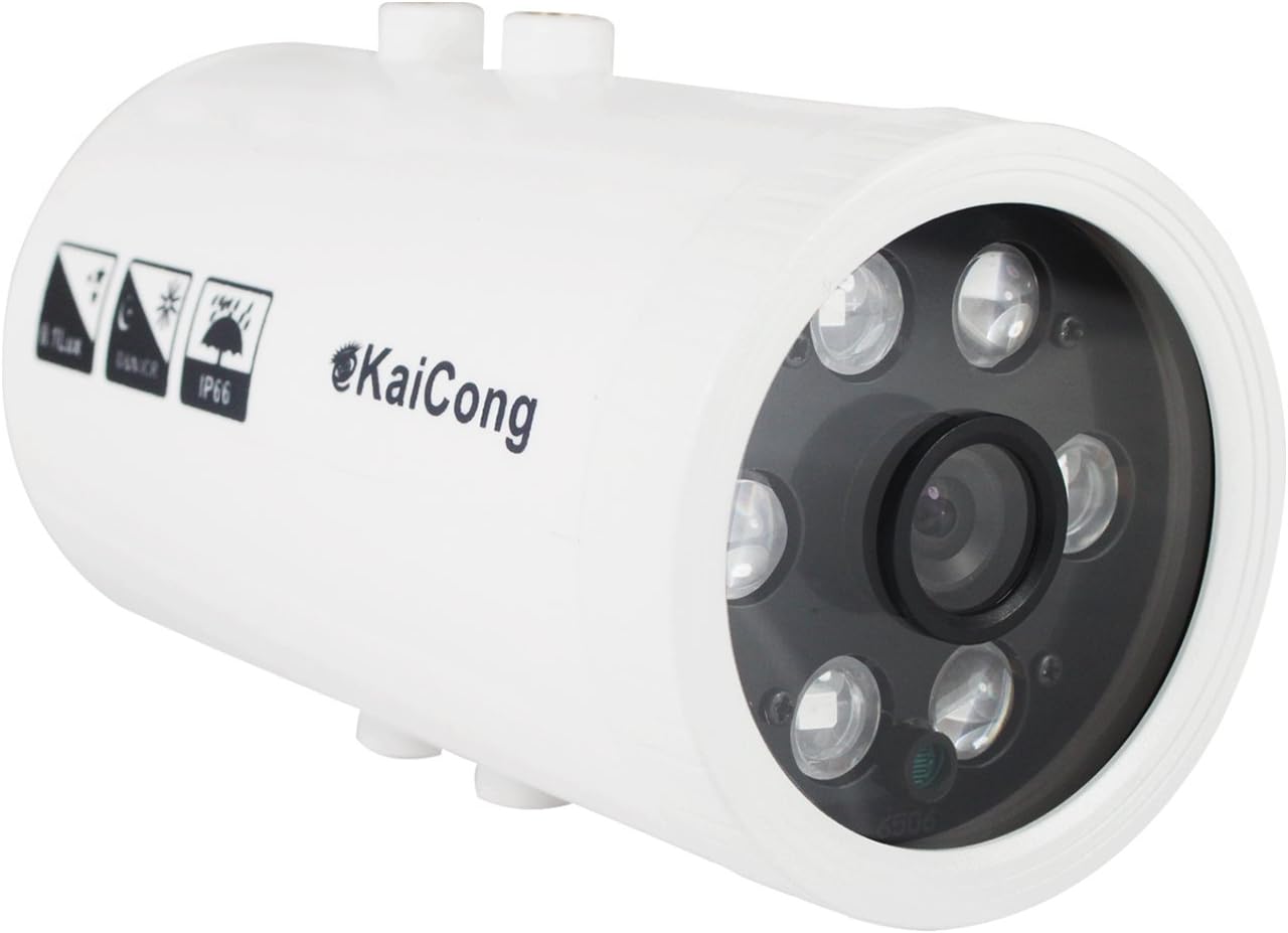 KaiCong 720 CCTV Home Surveillance HD Outdoor 3.6mm Lens 1200TVL IP66 Waterproof IR Bullet Security Camera Color 1/3" CMOS NTSC Day Night 6 powerful Infrared LEDs
