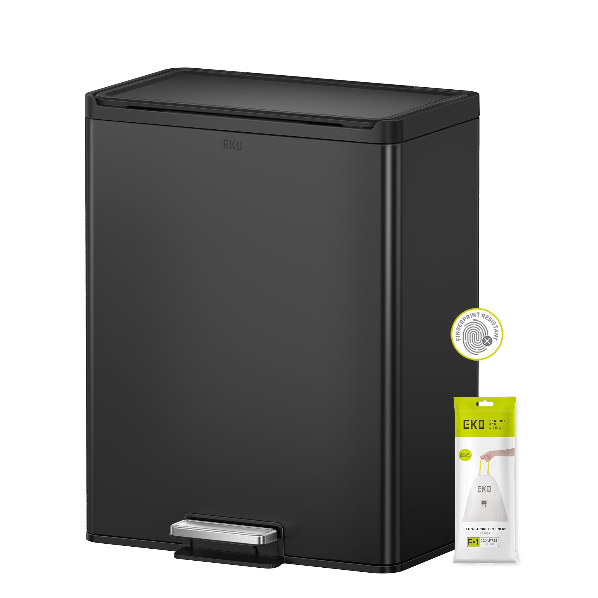 EKO Ecocasa 60 Litre Recycling Pedal Bin - Black