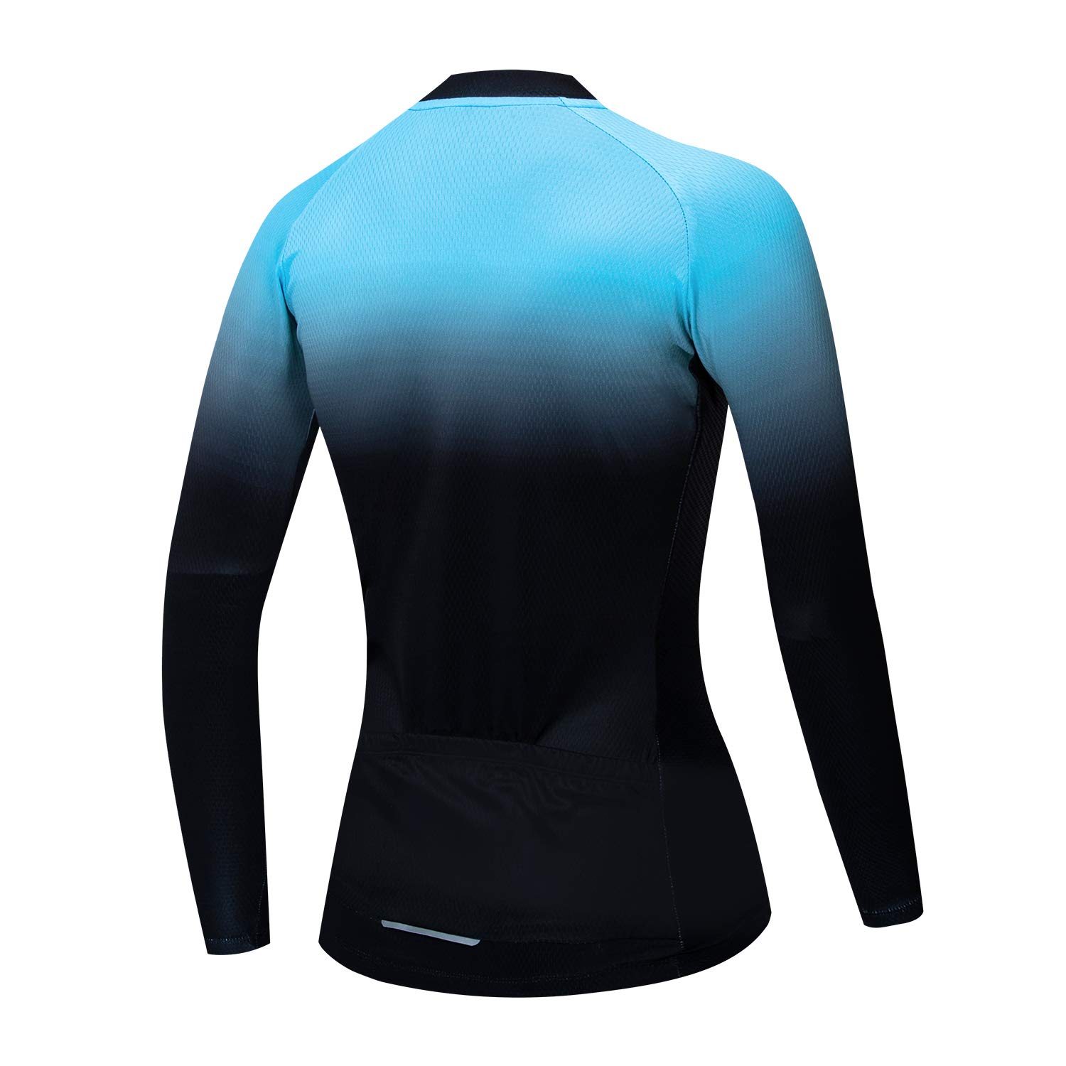 Weimostar Cycling Jersey Women's Long Sleeve Tops Bike Shirts MTB Bicycle Jacket with Pockets Blue Black Size S