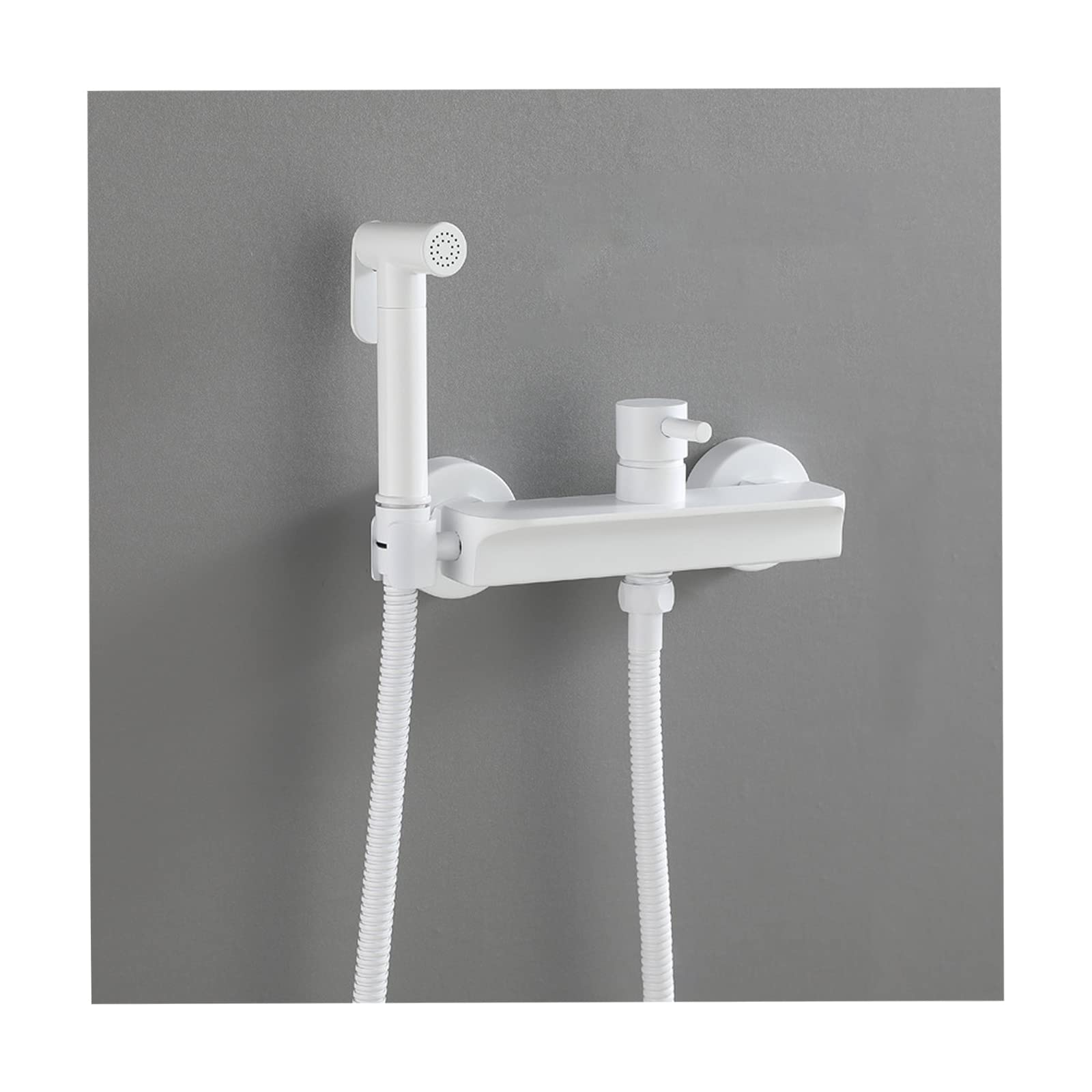 Accesorio de rociador de mano de latón blanco para bidé de inodoro con soporte de pared elegante