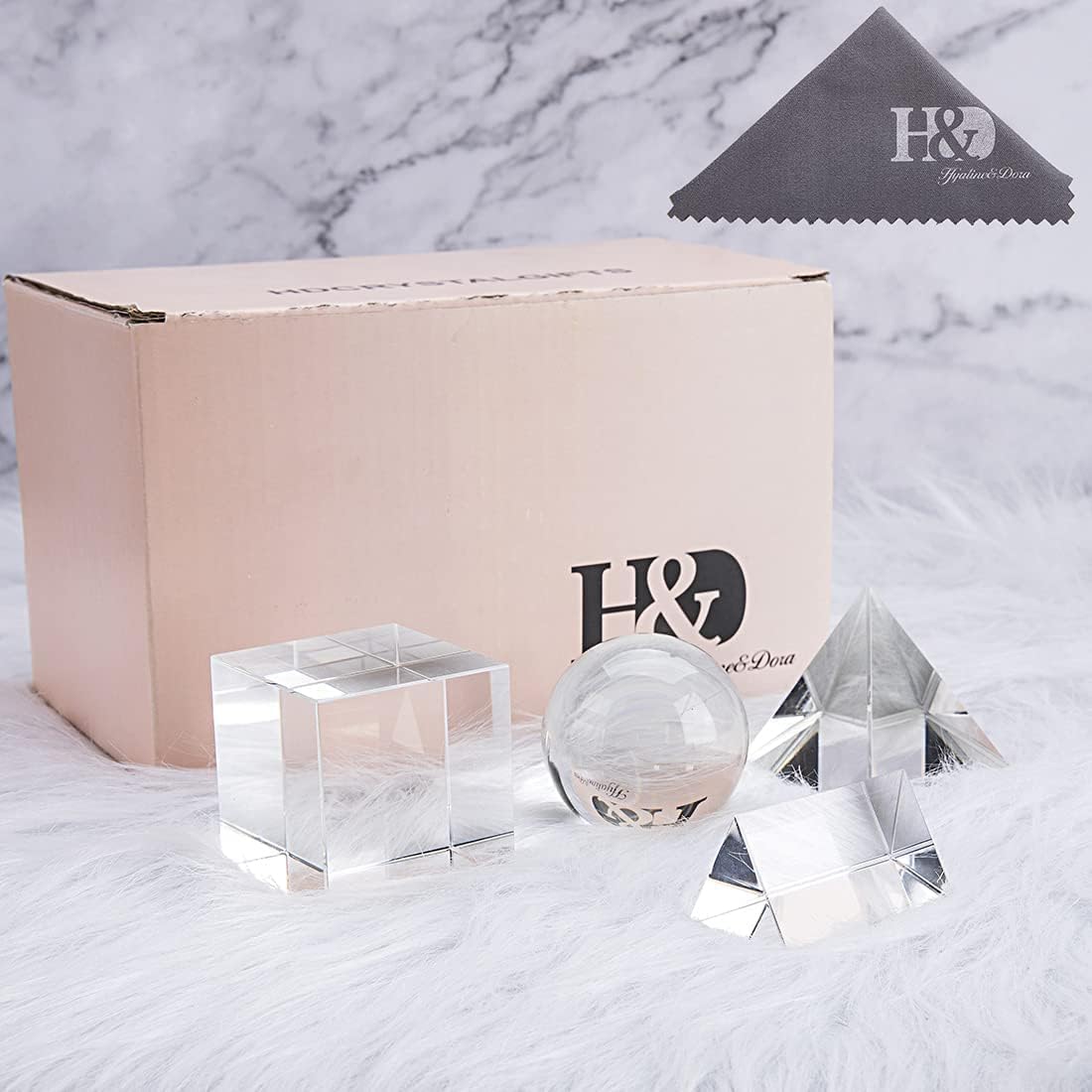 HDCRYSTALGIFTS Set di 4 prismi ottici K9 da 50 mm per fotografia, con panno per la pulizia, per insegnare, giocare, fotografare