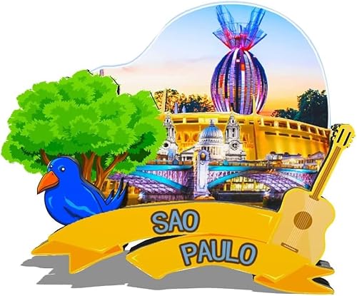 Imán para nevera de San Paulo de Brasil con imán de madera 3D, monumentos de viaje, decoración coleccionable hecha a mano -516