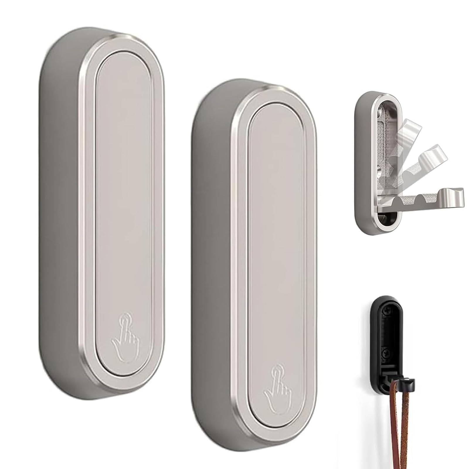 Yipuvr Silver+Silver 2Pcs Foldable Wall Hooks For Hanging, Folding Hooks Wall Mount Of Zinc Alloy, Heavy Duty Gold Foldable Wall Hook For Bathroom Kitchen, Flip Down Hook For Walls Hanging Coat, Bag, Towel (Silver+Silver)