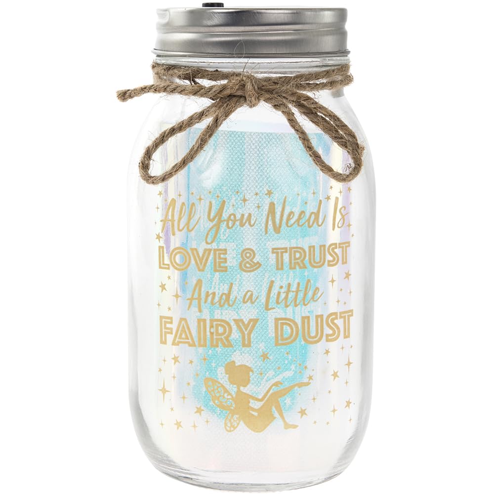 Lesser & Pavey LED Light Up Firefly Glass Mason Fairy Jar Birthday Gift Little Fairy Dust