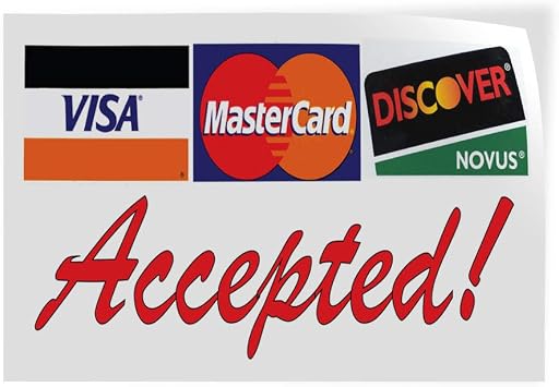 ملصقات صائق أحجام متعددة مقبولة ! فيزا ماستركارد اكتشاف الأحمر الصناعية الفينيل السلامة علامة التسمية الأعمال 10 x7Inches