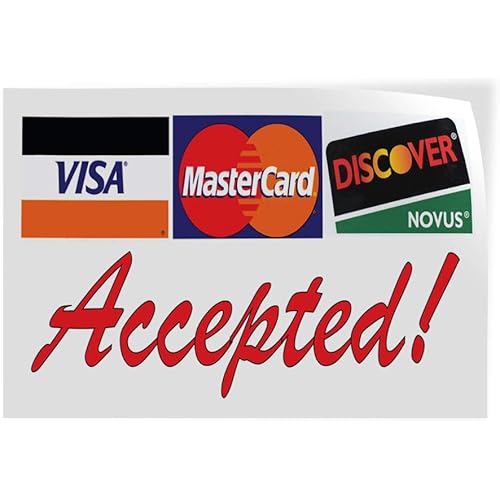 Decal Stickers Multiple Sizes Accepted ! Visa MasterCard Discover Red Industrial Vinyl Safety Sign Label Business 7x5Inches