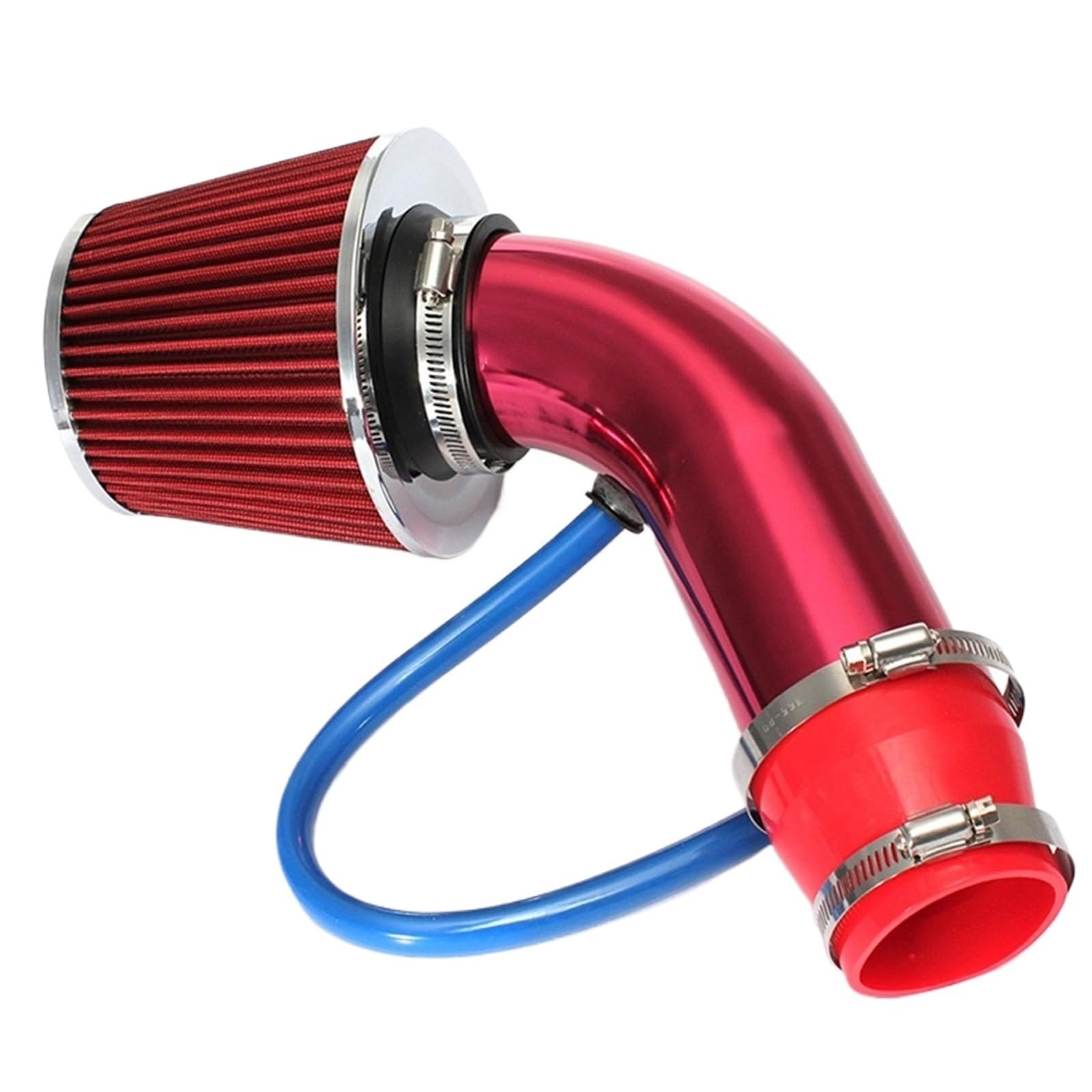 Kit de admisión aire frío Kit de tubo admisión aire frío para turbocompresor 3" y 76 mm para sistema universal carreras coches, con filtro alto flujo cónico(Silver)