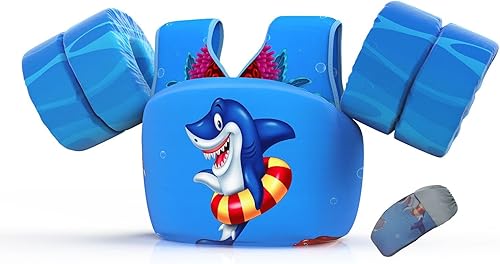 REALIKE Chaleco de natación para niños pequeños, flotadores, ayudas de natación con arnés de hombro, alas de brazo para niñosbebésbebé, playa,