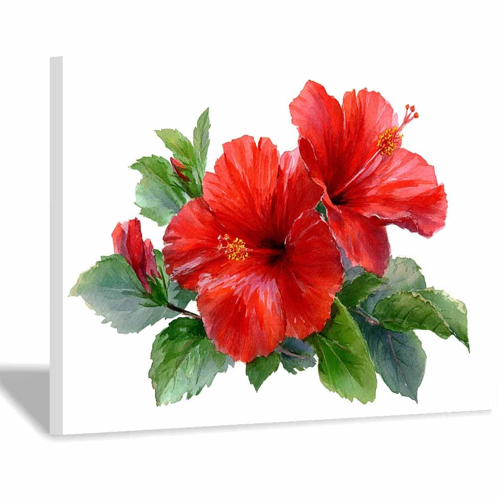 ZAMAEIU Landscape Pictures For Wall Hibiscus branches art prints and posters, Suitable for Living Room Bedroom Decor apartment Wall Decoration(red)-70x100cm Framed